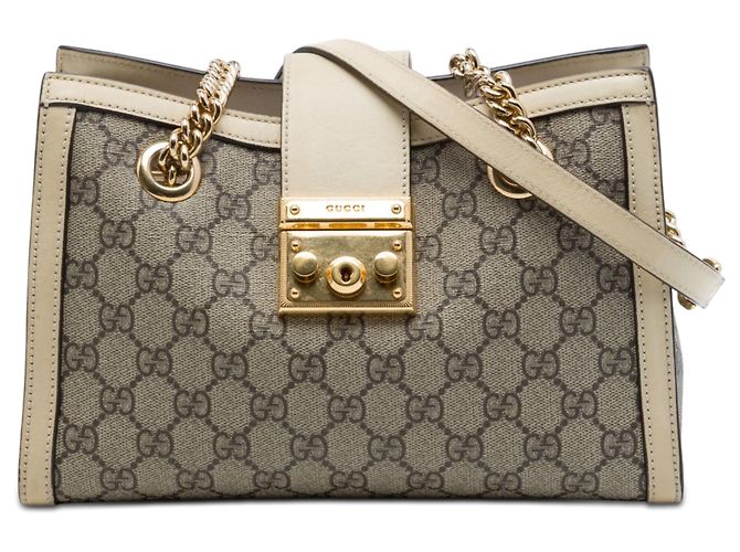 mala Gucci Small GG Supreme Padlock Bege
