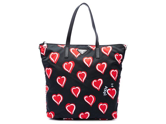 Borsa Satchel Prada Tessuto Stampato Nera Nero