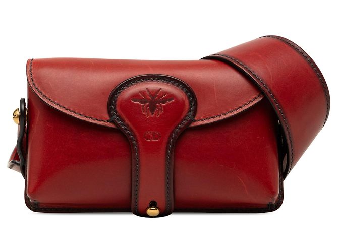 Mini borsa Saddle D Bee in pelle rossa Dior Rosso