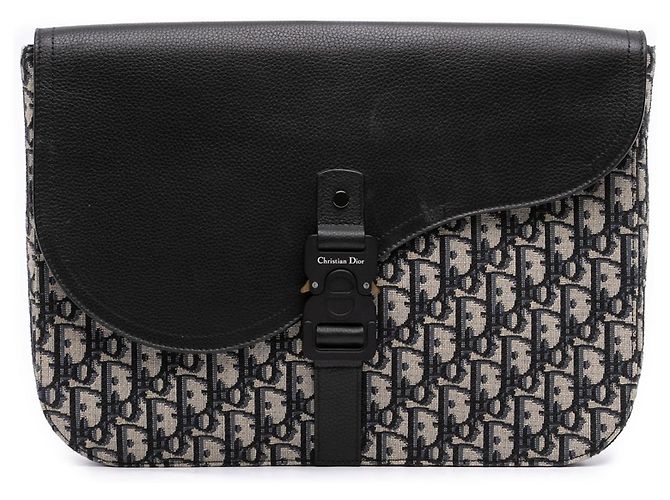 Borsa Clutch Saddle A4 in tela Dior Oblique e pelle blu