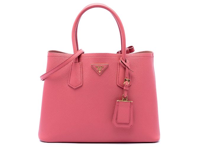 Sac à main double satchel Prada Medium Saffiano Cuir rose