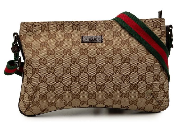 Borsa a tracolla Gucci GG Canvas Web beige