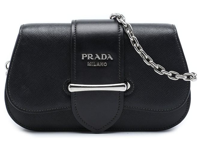Borsa a tracolla Prada Sidonie in Saffiano e City Calf nera Nero