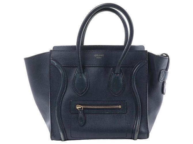 Céline Bolsa de mão CELINE Luggage Micro em couro azul marinho