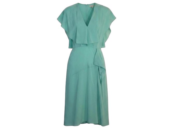 Roland Mouret Vestido Midi de Seda Drapeado Verde Menta Verde claro