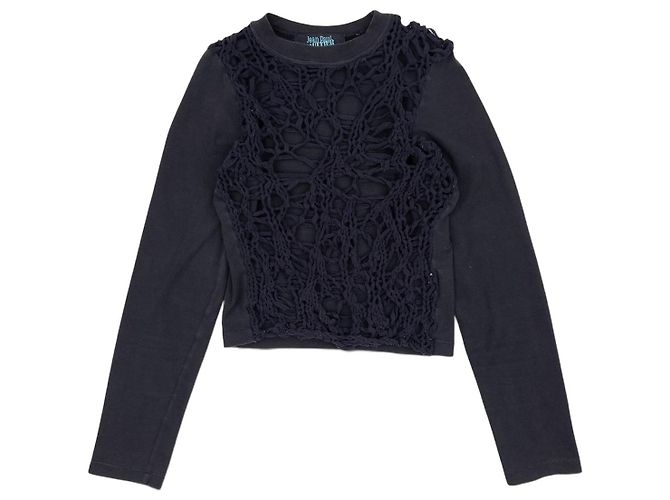 Jean Paul Gaultier 90s Spiderweb-Knit Mesh Longsleeve Schwarz