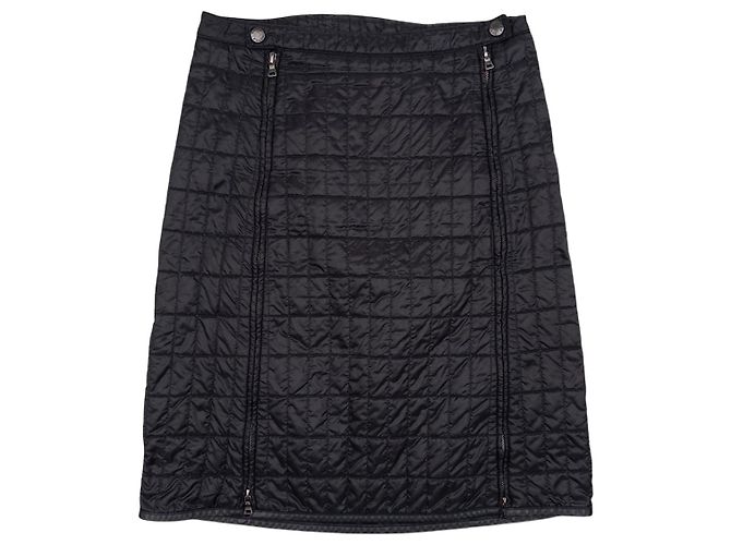 Prada AW99 Linea Rossa Red Tab gesteppter Midi-Rock mit Reißverschluss Schwarz