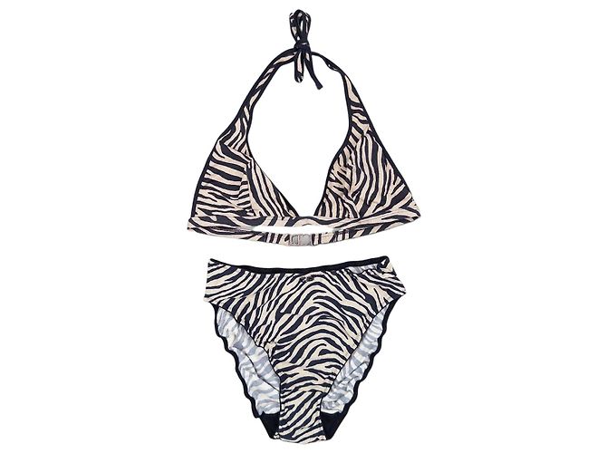 Dior by Galliano 2000s Zebra Print Bikini-Set Schwarz