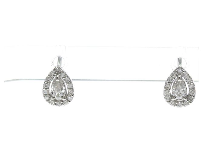 Autre Marque Pendientes de botón Ponte Vecchio con diamantes en forma de pera Plata