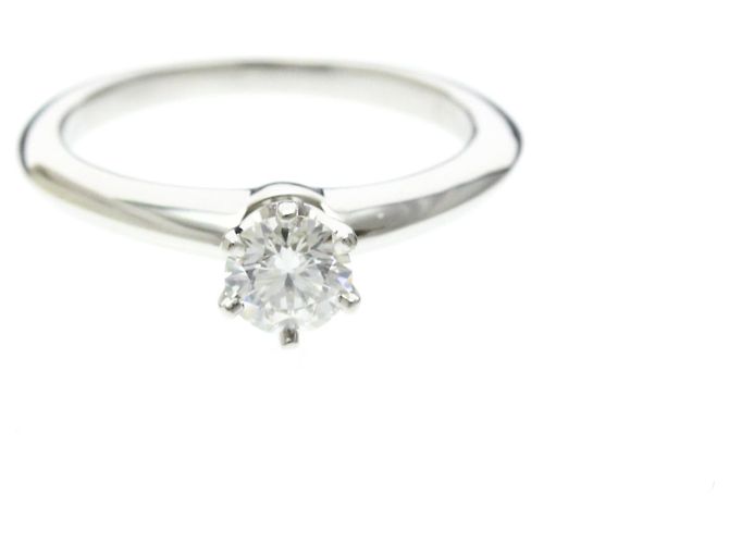 Tiffany & Co Tiffany Solitär-Diamantband-Ring Silber