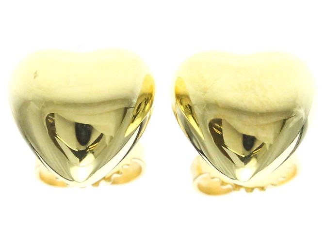 Tiffany & Co Pendientes de botón de corazón Tiffany en oro amarillo de 18K Dorado