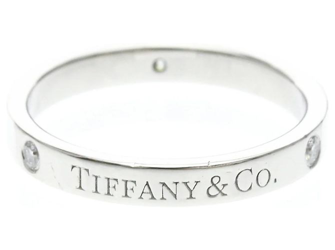 Tiffany & Co Tiffany Flat Band Ring mit Diamanten Silber 