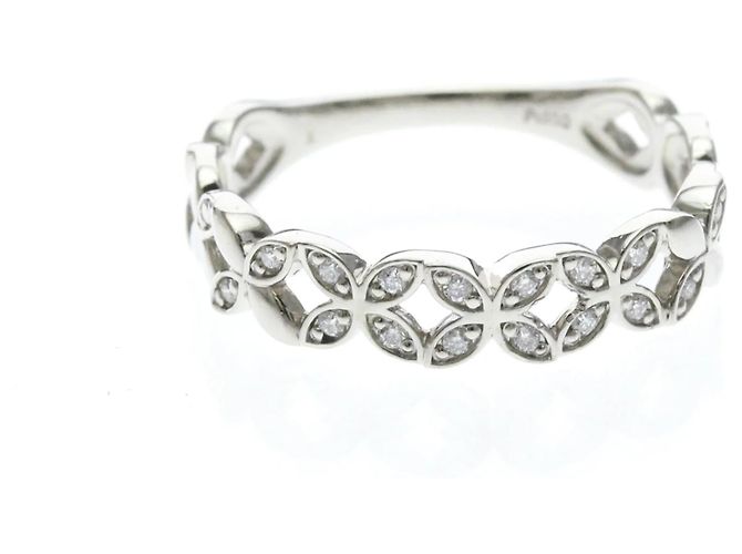 Autre Marque Vendome Aoyama Ring mit Diamantblumenmotiv Silber