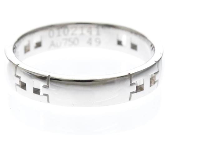 Hermès Hermes Ever Hercules Ring in 18K White Gold Silvery 