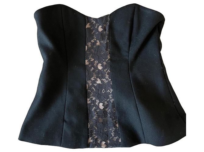 By Malene Birger Top Corset Ermelinda em Lã Preto