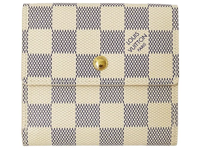Cartera bi-fold para mujer Louis Vuitton Damier Azur Blanco