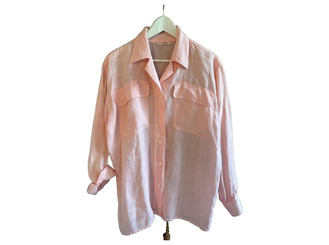 Camicia in lino rosa Saint Laurent Rive Gauche