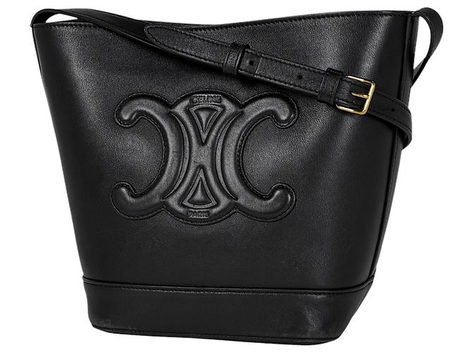 Céline Bolsa de Ombro Celine Small Bucket Cuire Triomphe Preto