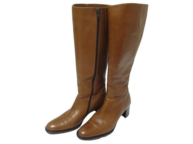 Autre Marque Botas longas de couro Luca Grossi Marrom