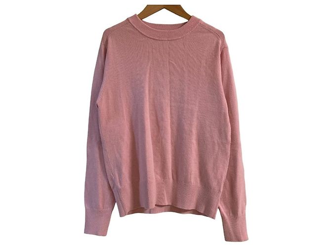 Autre Marque Mila Owen Wool Blend Basic Crew Knit Rosa