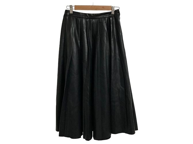 Autre Marque Gonna lunga Diagram in eco-pelle Nero