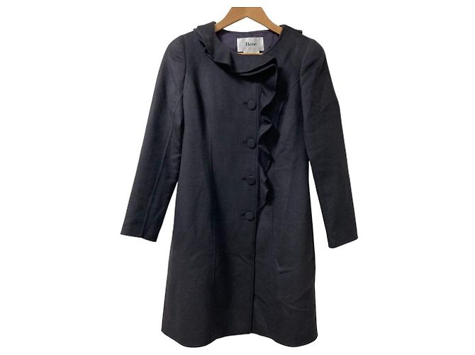 Autre Marque Rene Angora Wool Coat Brown Dark grey
