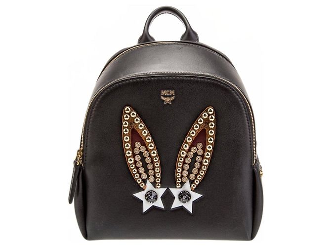 MCM Limited Edition Polke Bunny Mini Backpack Black