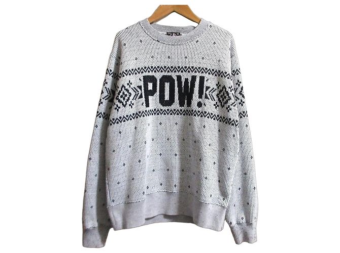 Autre Marque Hysteric Glamour Nordic POW Jacquard Strickpullover Schwarz Weiß