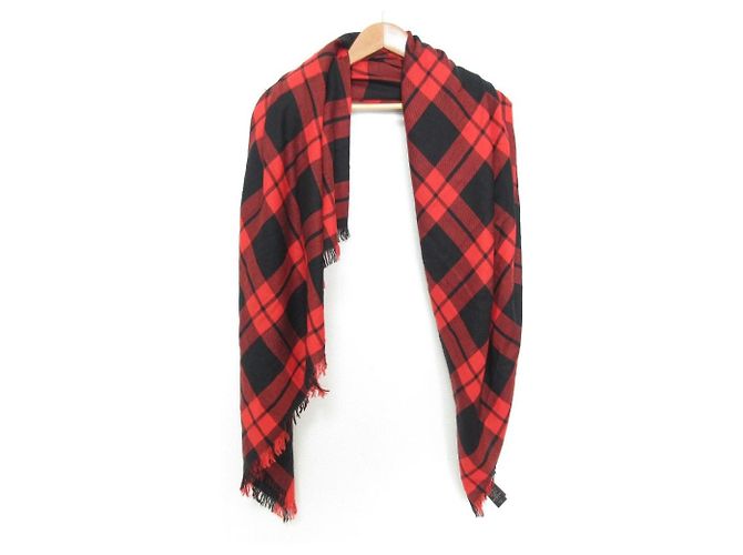Cachecol de Lã Tartan Coach Vermelho