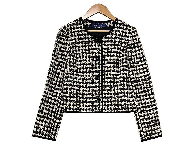 Autre Marque M'S GRACY Houndstooth Jacquard Collarless Jacket Black