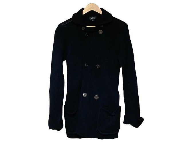 Apc A.P.C. Double-Breasted Knit Coat Black