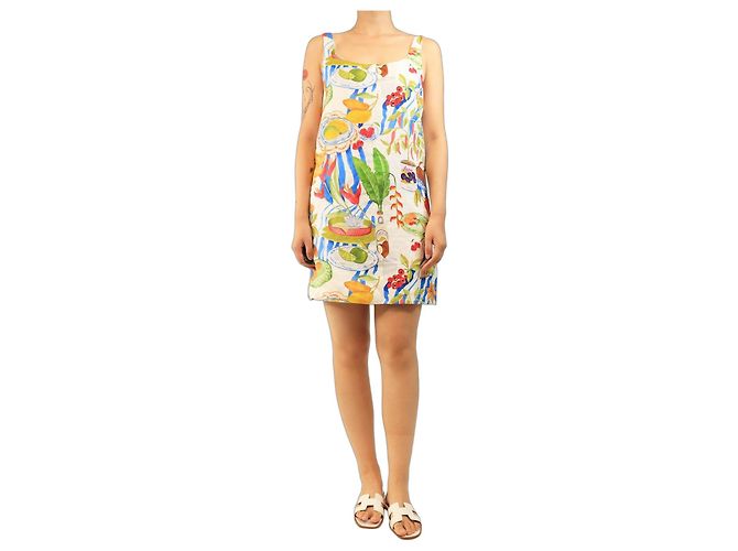 Farm Rio Kurzes Leinenkleid mit Multi-Print - size L Mehrfarben