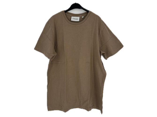 Camiseta de algodón beige Frame Denim Talla L