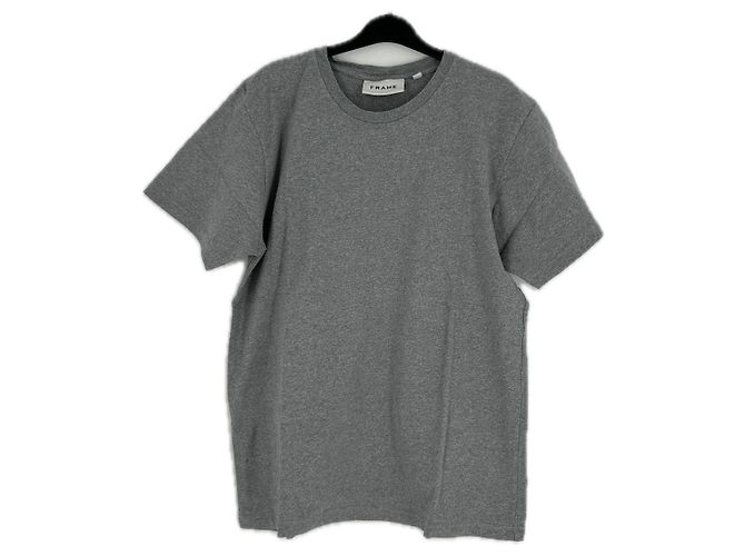 Frame Denim T-Shirt aus Baumwolle Grau Grösse L