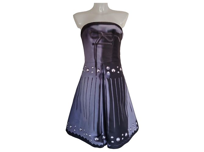 Vestido palabra de honor estampado Mary Katrantzou Negro Gris