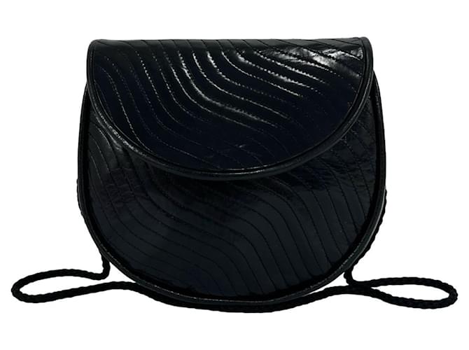 Sac à épaule vintage en cuir noir Yves Saint Laurent 