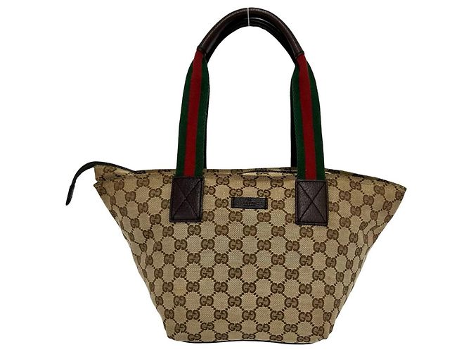 Bolsa GUCCI Sherry Line GG Canvas Leather Marrom Vermelho Verde