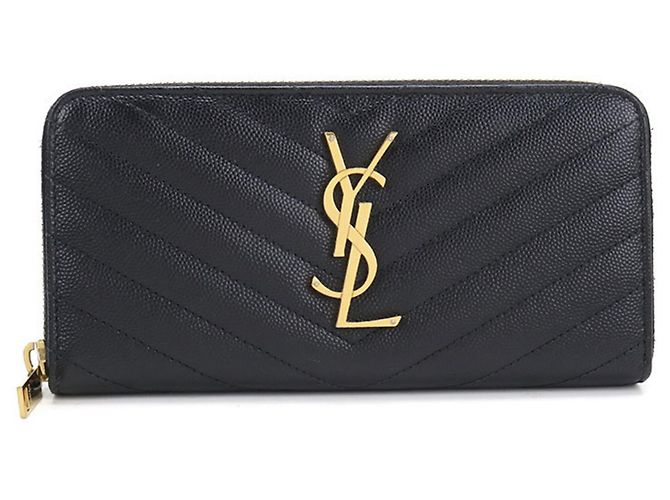 Cartera larga Saint Laurent de piel de becerro negra Negro