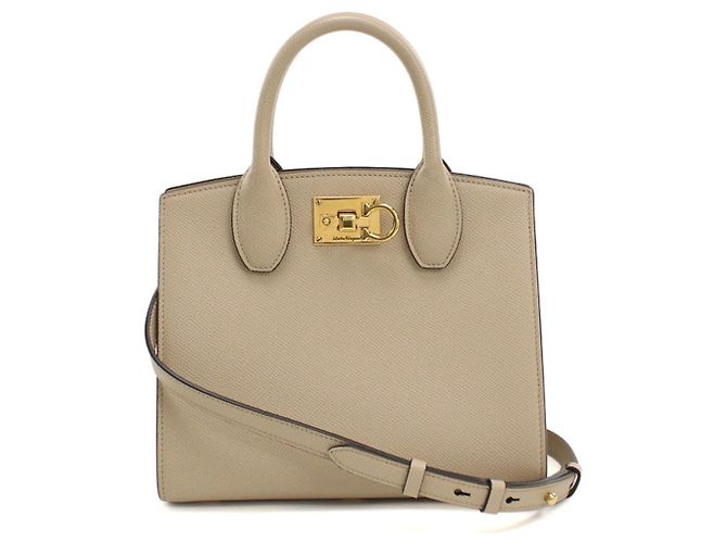 Bolsa de couro bege Salvatore Ferragamo