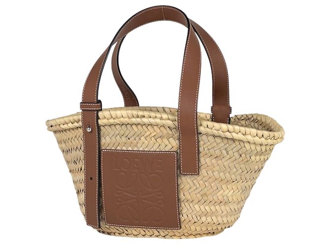 Bolsa Loewe Basket de ráfia e couro castanho Marrom