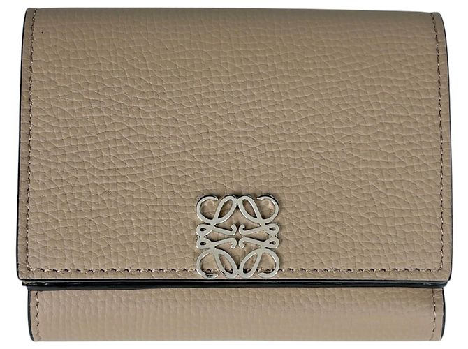 Loewe Anagram Trifold Wallet in Greige Leather Grey