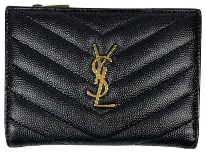 Yves Saint Laurent Bi-Fold Ledergeldbörse in Schwarz