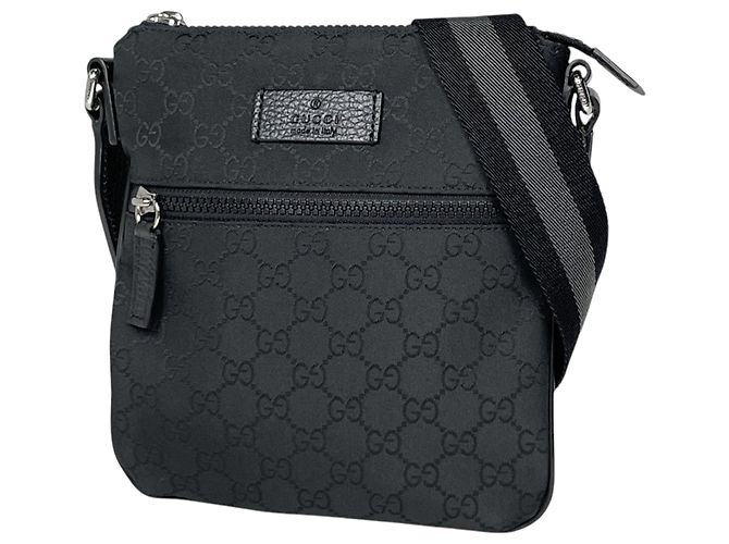 Borsa a tracolla Gucci in nylon nero e pelle