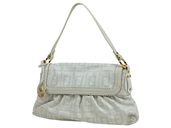 Bolsa de Ombro Fendi Zucca Branco