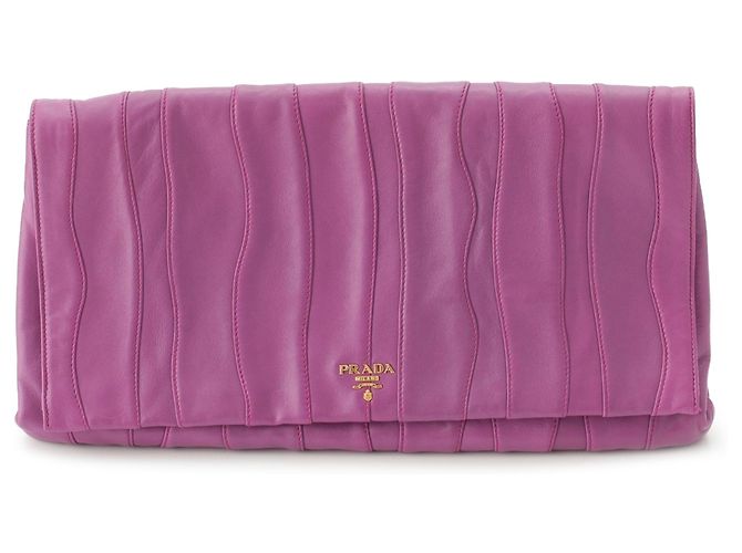 Prada Purple Nappa Waves Stripe Clutch Lila