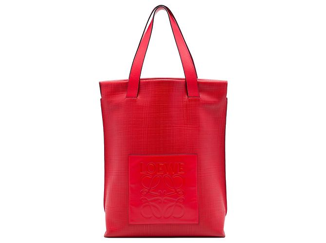 LOEWE Red Anagram Leder Shopper Tote Rot