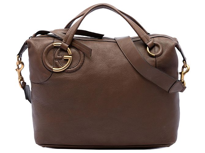 Sac Satchel Gucci en Twill et Veau Marron