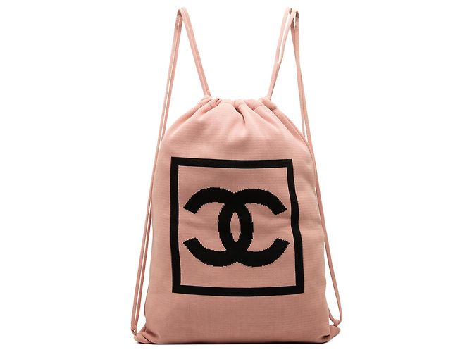 Mochila Chanel Pink CC Sport Line de jersey con cordón Rosa
