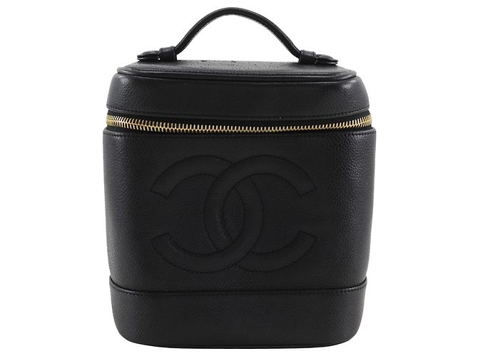 Necessaire Chanel Black CC Caviar Vanity Case Nero