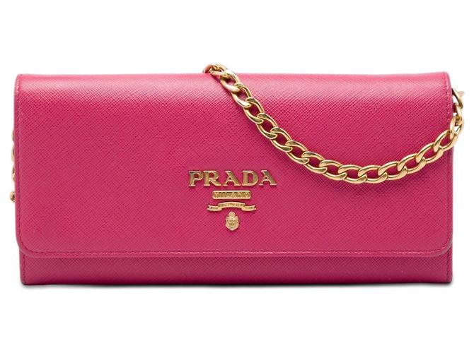 Prada Pink Saffiano Lux Wallet On Chain
